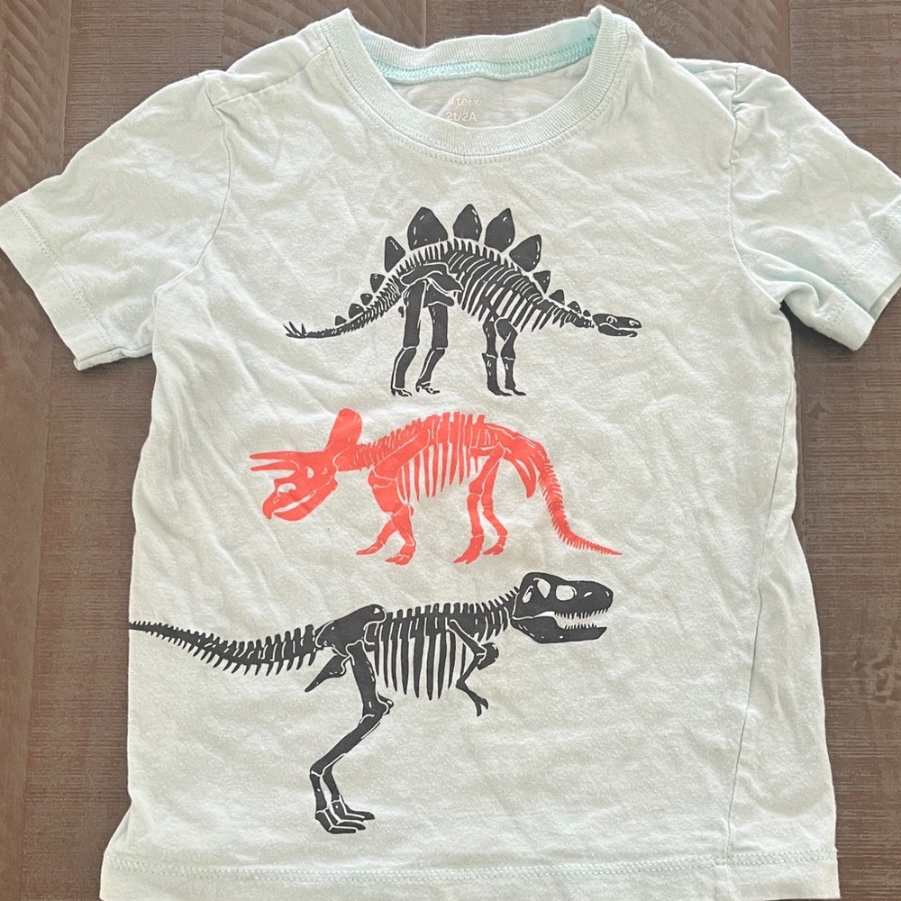 Carters Dinosaur Print Toddler 2T T-Shirt - Light Blue